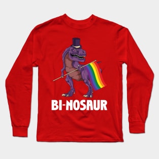 LGBT Bi-Nosaur Gay Pride Rainbow Flag Awareness Gay Lesbian Long Sleeve T-Shirt